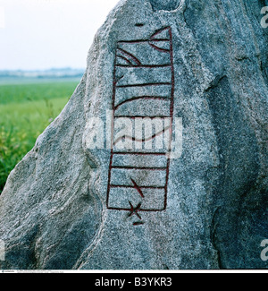 Aeon / Vorgeschichte, Runen, Runenstein "Haerulfsteen", Dänemark, historisch, historische, Stockfoto