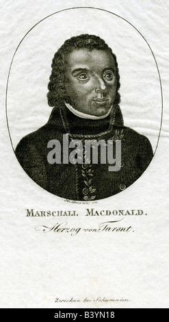 Macdonald, Etienne Jacques, 17.11.1765 - 24.9.1840, französischer General, Porträt, Kupferstich von Hüllmann, Zwickau, 1805, Artist's Urheberrecht nicht gelöscht werden Stockfoto