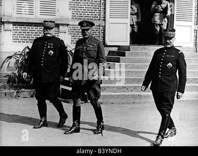 Ereignisse, Erster Weltkrieg/erster Weltkrieg, Westfront, Verbündeter Oberbefehlshaber Marschall Joeph Joffre, Marschall Ferdinand Foch, Lord Douglas Haig, Beauquesne, Frankreich, 12.8.1916, Stockfoto