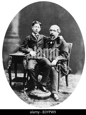 Napoleon III., 20.4.1808 - 9.1.1873, Kaiser der Franzosen 2.12.1852 - 2.9.1870, mit dem Sohn Fürst Napoleon Eugene Louis, London, um 1872, Stockfoto