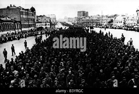 Ereignisse, Zweiter Weltkrieg / zweiter Weltkrieg, Kriegsgefangene, Russland, marsch deutscher Gefangener durch Moskau, 17.07.1944, Stockfoto