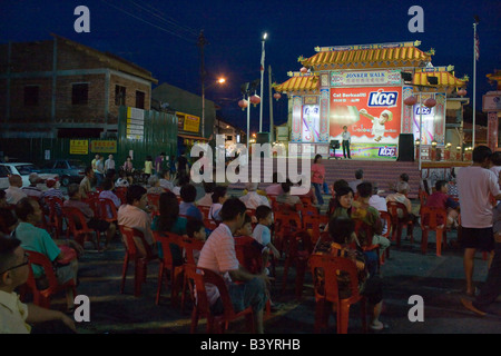 Outdoor Nacht Karaoke, Jonker Street, Melaka, Malaysia Stockfoto