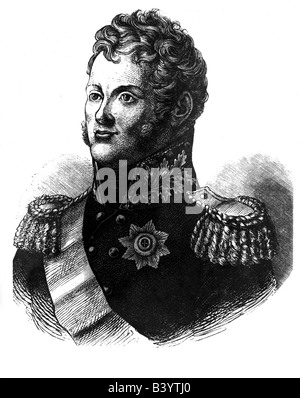 Alexander I. von Russland, 23.12.77 - 19.11.1825, Kaiser von Russland seit 1801, Porträt, Holzgravur, Stockfoto