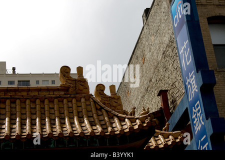 Detail eines Gebäudes in Chinatown, San Francisco, Kalifornien Stockfoto