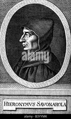 Girolamo Savonarola,, 21.9.1452 - 23.5.1498, italienischer Geistlicher, Porträt, nach der Gravur, ca. 1750, Artist's Urheberrecht nicht gelöscht werden Stockfoto