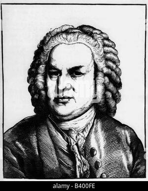 Bach, Johann Sebastian, 21.3.1685 - 28.7.1750, Deutscher Komponist, Porträt, Kupferstich, von: Ludwig Bechstein, "Zweihundert deutsche Männer in Bildnissen und Lebensbeschreibungen', 1854, Artist's Urheberrecht nicht gelöscht werden Stockfoto