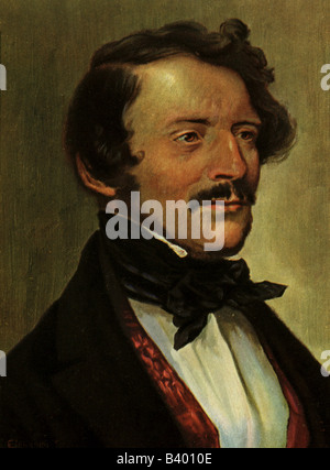 Donizetti, Gaetano, 22.11.1797 - 8.4.1848, italienischer Komponist, Porträt, Farblithograph, nach einem Gemälde von Eichhorn, Stockfoto