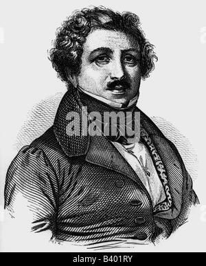 Daguerre, Louis Jacques Mande, 18.11.1789 - 10.7.1851, französischer Maler, Erfinder, Porträt, Holzgravur, 19. Jahrhundert, Stockfoto