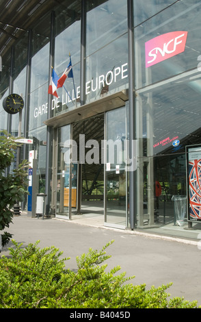 Eingang zum SNCF Lille Europe Railway Station Lille Frankreich Stockfoto