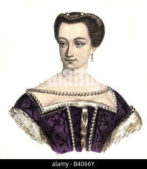 Diane de Poitiers, 3.9.1499 - 22.4.1566, Herrin von König Heinrich II. von Frankreich, Porträt, historisches Bild, Stahlstich, farbig, von August Weger, Leipzig, Deutschland, um 1870, Artist's Urheberrecht nicht gelöscht werden Stockfoto