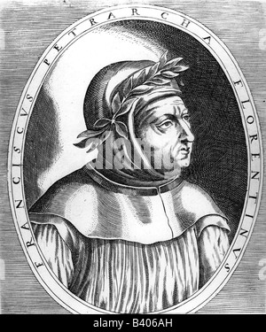 Petrarca, (Petrarca, Francesco), 20.7.1304 - 19.7.1374, italienischer Humanist, Autor, Dichter, Gelehrter, Porträt, Kupferstich aus dem 17. Jahrhundert, italienische Literatur, Humanismus, Renaissance, Italien, Laurel wreat,, Artist's Urheberrecht nicht gelöscht werden Stockfoto