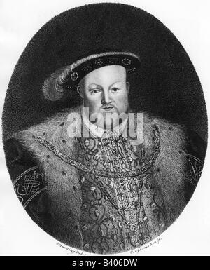 Heinrich VIII., 28.6.1491 - 28.1.1547, König von England 22.4.1509 - 28.1.1547, halbe Länge, Kupferstich von Clessens nach sylverster Harding (1745 - 1809), der Künstler das Urheberrecht nicht gelöscht werden Stockfoto