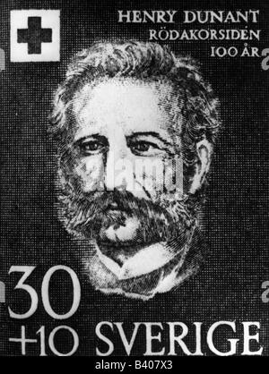 Dunant, Henry, 8.5.188 - 30.10.1910, Schweizer Philanthrop, Gründer des Internationalen Komitees vom Roten Kreuz (IKRK) 1963, Porträt, Stempel, Sonderausgabe, 1959, Stockfoto