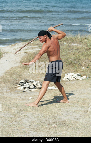 Mann in Karate Haltung Stockfoto