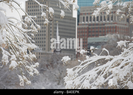 Boston Public Garden im Winter. Stockfoto