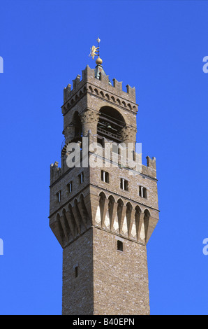 Palazzo Vecchio Turm auf der Piazza della Signoria in Florenz Italien Stockfoto