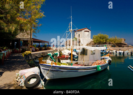 Skala Sykaminias Hafen Stockfoto