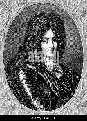 Ludwig XVI., 5.9.1638 - 1.9.1715, König von Frankreich 14.5.1643 - 1.9.1715, Porträt, Gravur, 17. Jahrhundert, Stockfoto