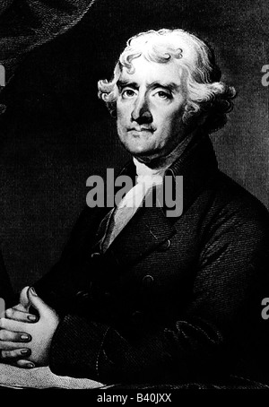 Jefferson, Thomas 2.4.1743 - 4. 7.1826, US-amerikanischer Politiker, halbe Länge, Gravur, präsident, Vereinigte Staaten, Stockfoto