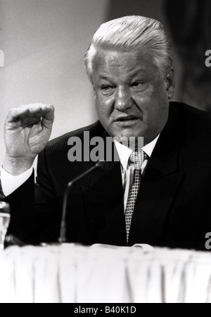 Jelzin, Boris Nikolajewitsch, 1.2.1931 - 23.4.2007, russischer Politiker, präsident der Russischen Föderation, 1991-1999, Pressekonferenz, Weltwirtschaftsgipfel, München, 8.7.1992, Stockfoto