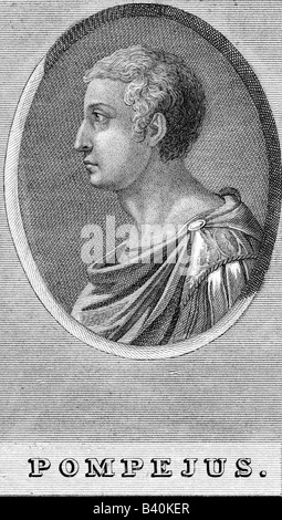 Pompeius Magnus, Gnaeus, 106 - 48 V.CHR., römischer Politiker und militärische Führer, Porträt, Seitenansicht, Gravieren, etwa aus dem 18. Jahrhundert, Pompeius der Große, Antike, römische Reich,, Artist's Urheberrecht nicht gelöscht werden Stockfoto