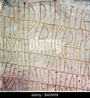 Eon/Vorgeschichte, Runen, Runenstein, Detail, Östergötland, Schweden, historisch, historisch, Inschrifttafel, Stockfoto