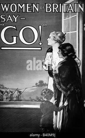 Ereignisse, Erster Weltkrieg/erster Weltkrieg, Propaganda, Anzeige der britischen Armee, "Frauen von Großbritannien sagen - Gehen!", Großbritannien, Mai 1915, Stockfoto