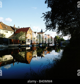 Geographie / Reisen, Deutschland, Hessen, Bad Sooden-Allendorf Fischerstad, Häuser an der Werra, Stockfoto