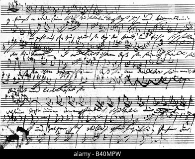 Beethoven, Ludwig van 17.12.1770 - 26.3. "Prometheus Creatures", deutscher Komponist, Entwurf des Balletts "Prometheus Creatures", Stockfoto