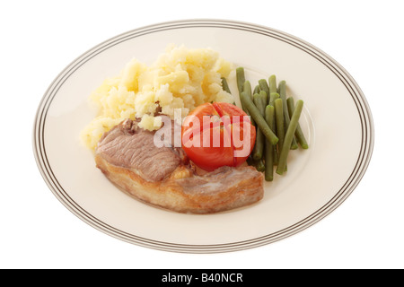 Lammkotelett mit gestampften Pastinaken Stockfoto