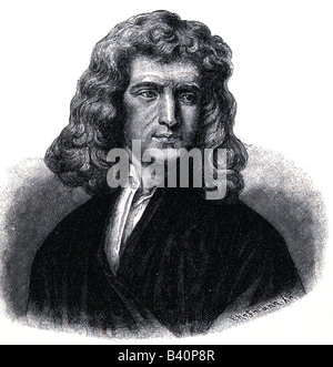 Newton, Isaac Sir, 5.1.1643 - 31.3.1727, britischer Physiker, Porträt, Gravur, 19. Jahrhundert, Stockfoto