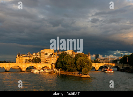 Pont Neuf Île De La Cité und le Square Vert Paris Frankreich Stockfoto