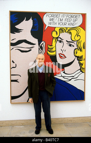 Lichtenstein, Roy, * 27.10.1923 - 29.1997, amerikanischer Maler, volle Länge, Gemälde, 'Foget IT! Vergessen Sie mich', 1962, Haus der Kunst, München, 13.10.1994, Stockfoto