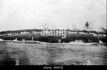 Ereignisse, Erster Weltkrieg/erster Weltkrieg, Kriegsführung der Marine, Schlacht bei der Dogger Bank, 24.1.1915, der deutsche Kreuzergeschwader 'SMS Bluecher' versank, Stockfoto