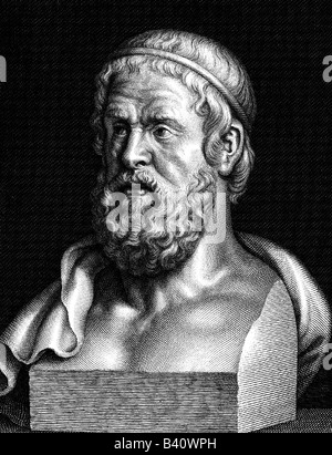 Sophokles, 496 - 406 v. Chr., griechischer Autor/Autorin, Porträt, Stahlstich nach Büste, Jahrhundert, Artist's Urheberrecht nicht geklärt zu werden. Stockfoto