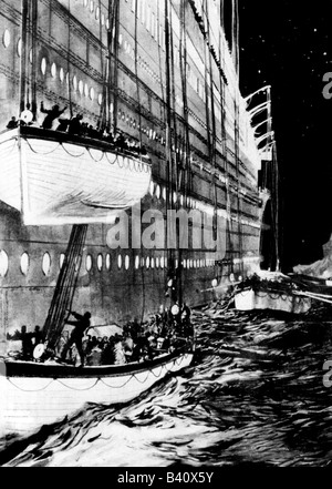 Transport/Transport, Navigation, Titanic, Untergang, Rettungsboote, zeitgenössische Malerei, Stockfoto