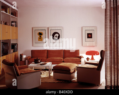 Einrichtung, Wohnzimmer, 1970er, 70er Stockfotografie - Alamy