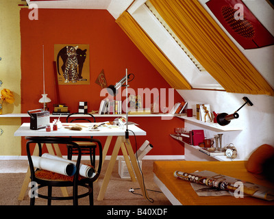 Einrichtung, Arbeitszimmer, 1970er, 70er, Stockfoto