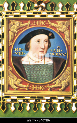 Heinrich VIII., 28.6.1491 - 28.1.1547, König von England seit 1509, Porträt, Druck nach Miniatur, 1526, Stockfoto