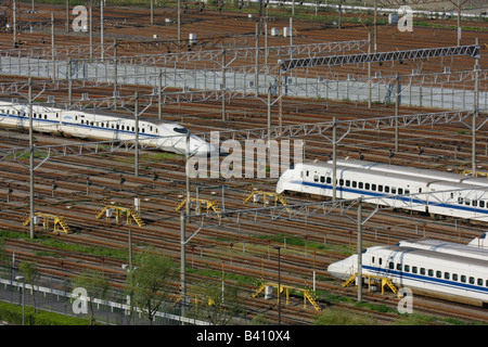 Bullet-Train Depot Tokio Japan Stockfoto