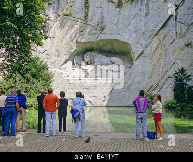 Löwen-Denkmal-Gletschergarten Luzern Stockfoto