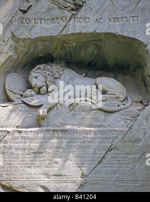 Löwen-Denkmal-Gletschergarten Luzern Stockfoto