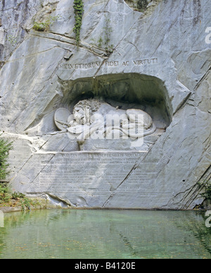 Löwen-Denkmal-Gletschergarten Luzern Stockfoto