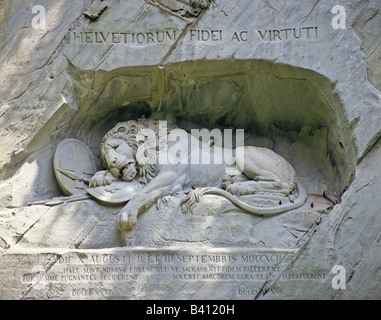 Löwen-Denkmal-Gletschergarten Luzern Stockfoto