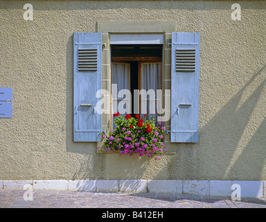 Ein Haus Fenster Nyon Schweiz Stockfoto