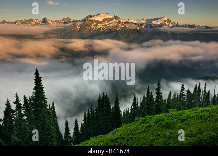 USA, Washington, Olympic Nationalpark.  Blick auf Mt. Olympus von den hohen teilen. Stockfoto