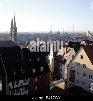 Geographie/Reise, Deutschland, Bayern, Nürnberg, Blick von der Burg auf Altstadt, Stadt, Stockfoto