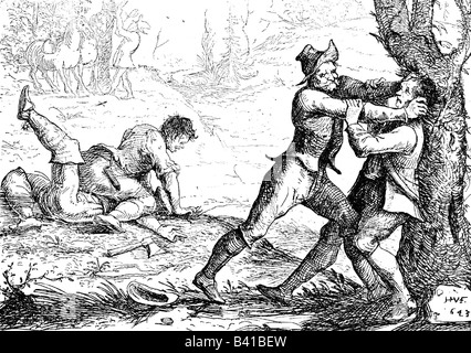 Ereignisse, Dreißigjähriger Krieg 1618 - 1648, Gräueltat, Raub, Gravur durch Hans Ulrich Frank, Deutschland 1643, Räuber, Verbrechen, 17. Jahrhundert, historisch, historisch, Menschen, Stockfoto