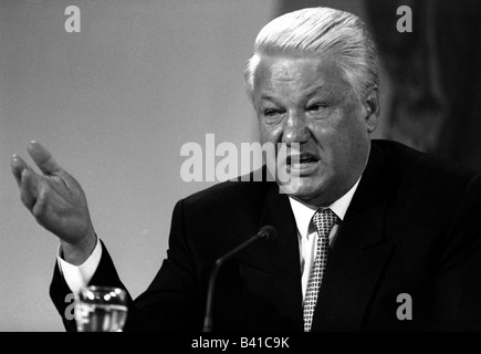 Jelzin, Boris Nikolajewitsch, 1.2.1931 - 23.4.2007, russischer Politiker, Porträt, präsident der Russischen Föderation, 1991-1999, Pressekonferenz, Weltwirtschaftsgipfel, München, 8.7.1992, Stockfoto
