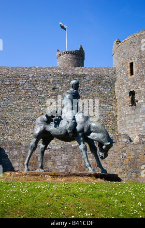 Zwei Könige Skulptur Harlech Castle Snowdonia Wales Stockfoto